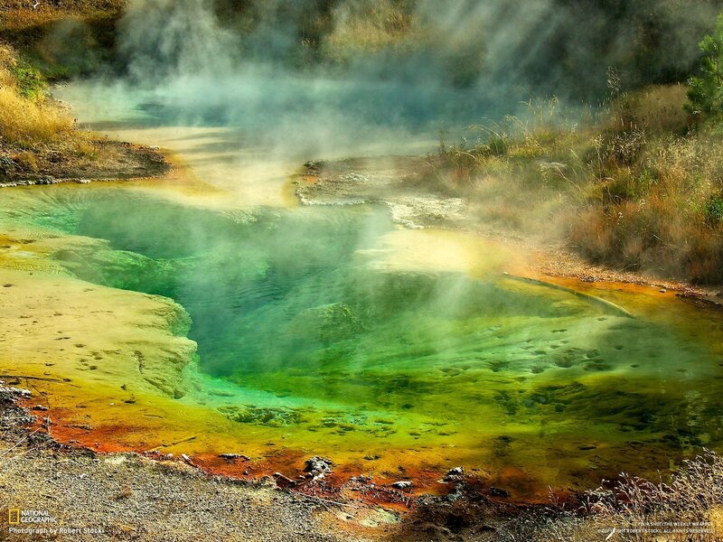 steaming geothermal pool