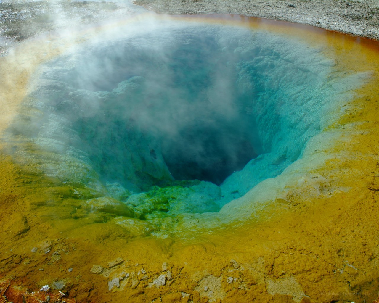 steaming geothermal spring