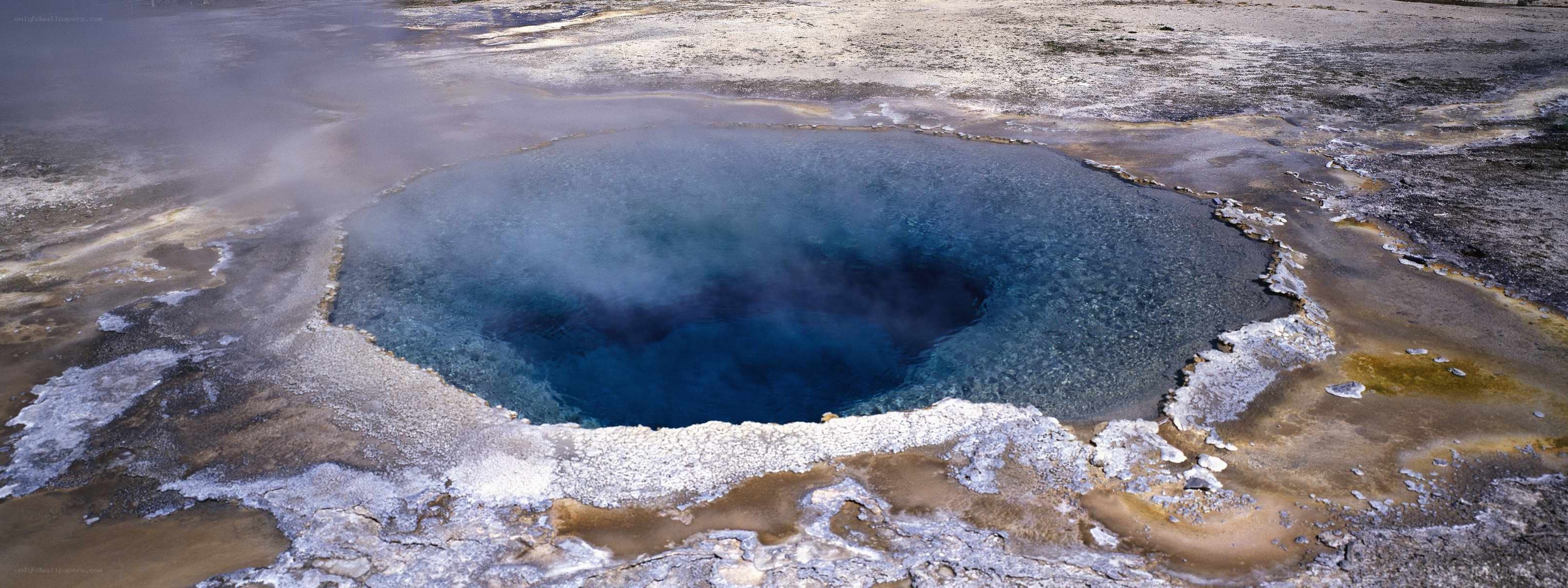 steaming geothermal spring