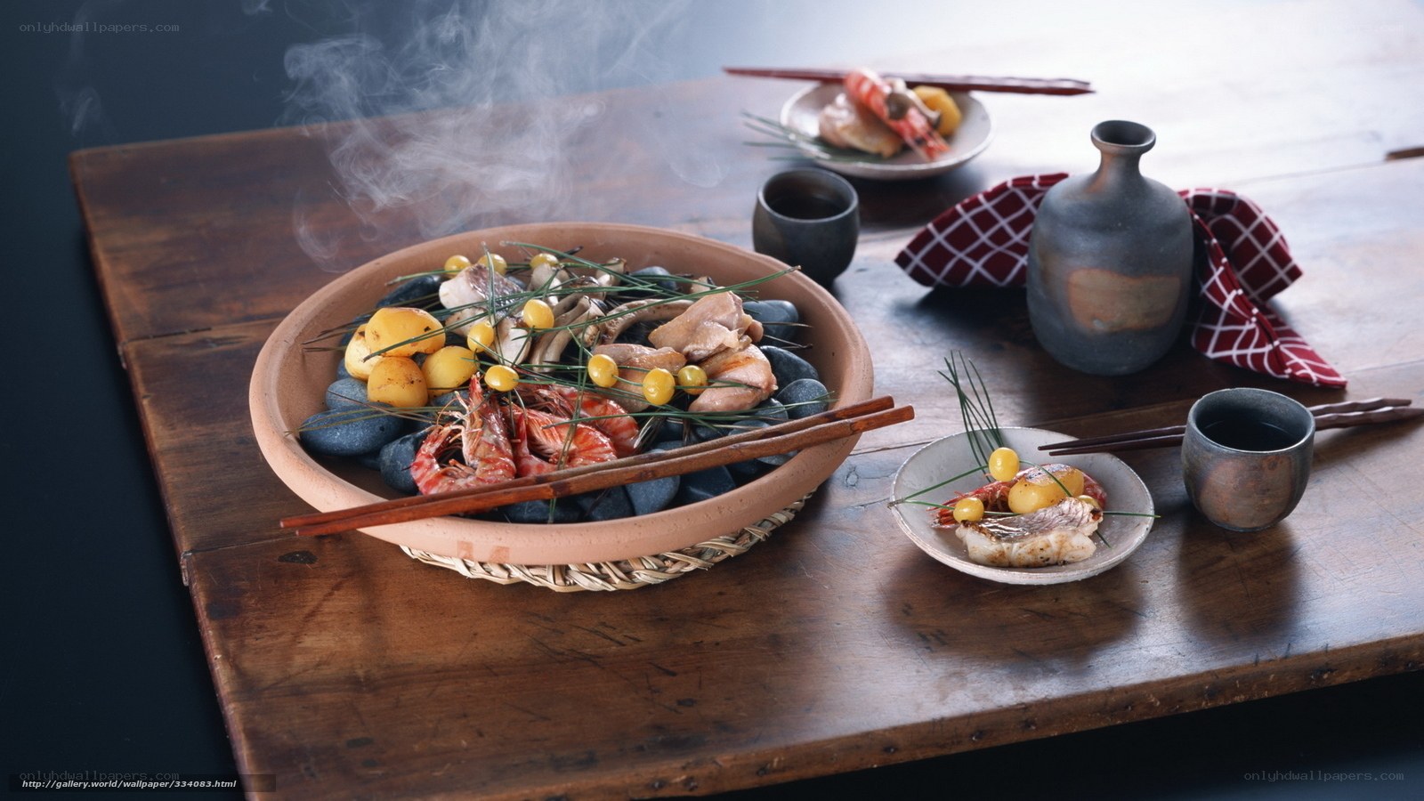 Steaming Japanese seafood dish