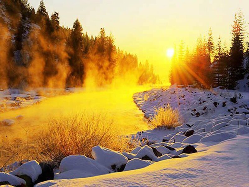 Steaming River in Snow
