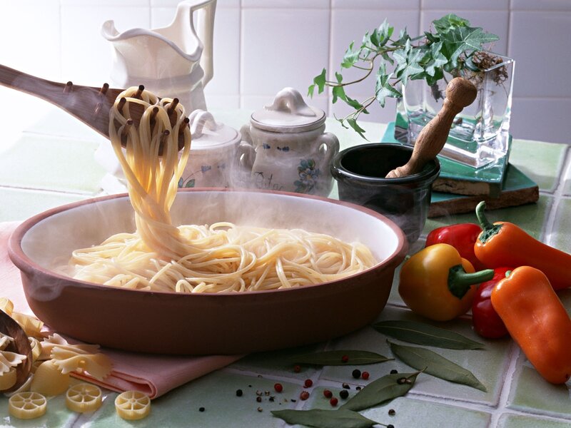 Steaming Spaghetti in Bowl