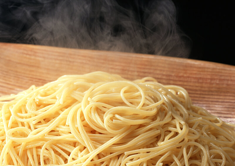 steaming spaghetti noodles