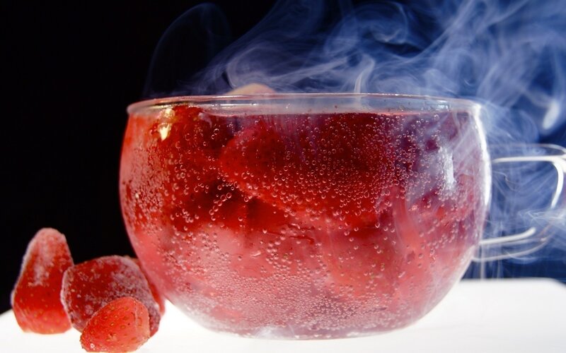 steaming strawberry drink