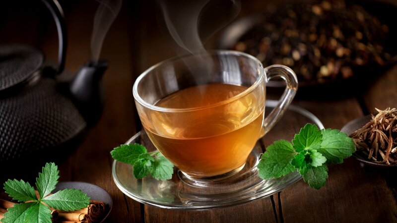 Steaming Tea Cup — Brown, Warm, Photograph