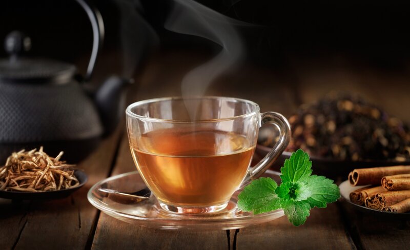 Steaming Tea Cup — Brown, Warm