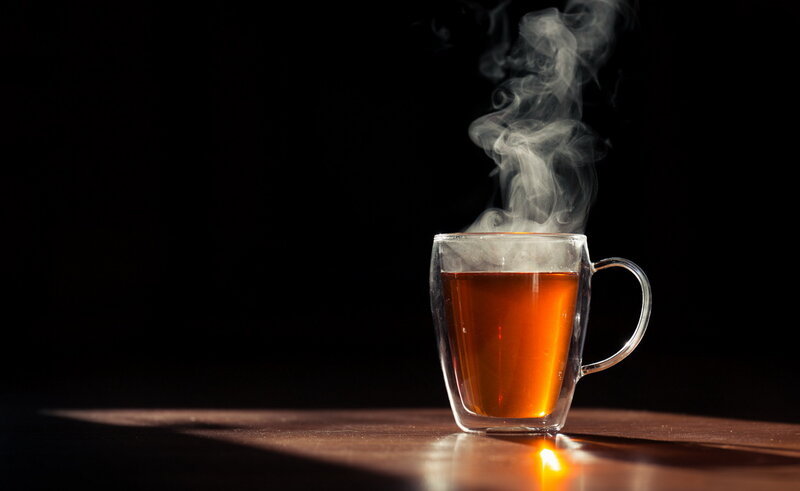 Steaming Tea in Glass Mug