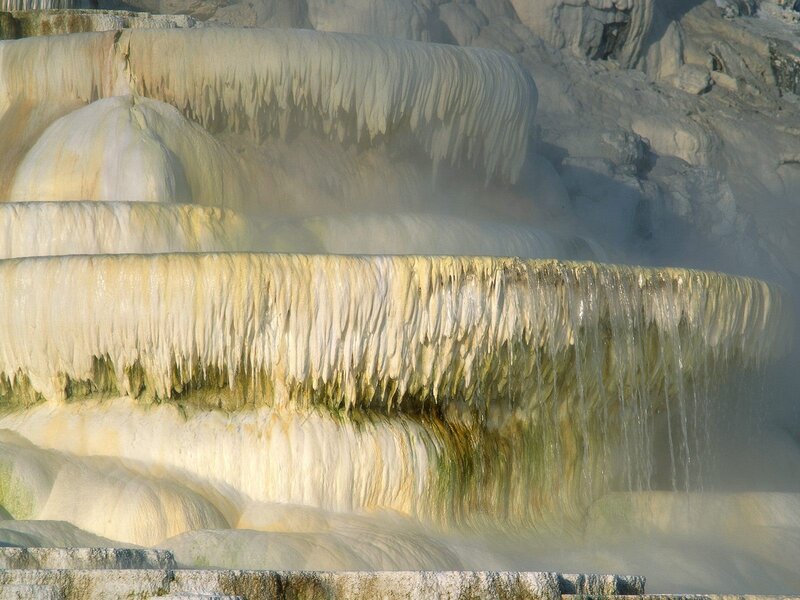 steaming travertine terraces