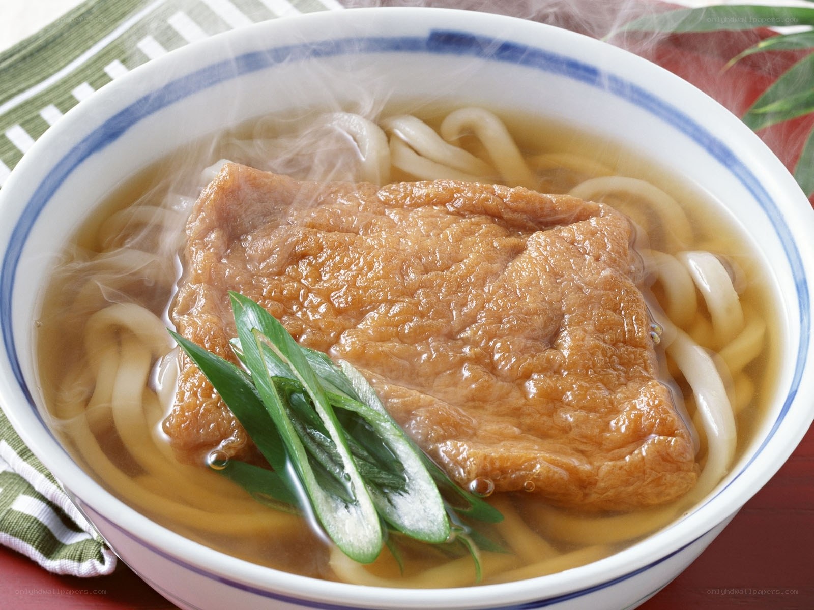 steaming udon noodle soup