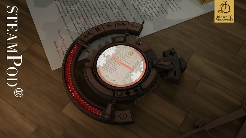 Steampod device on wooden floor