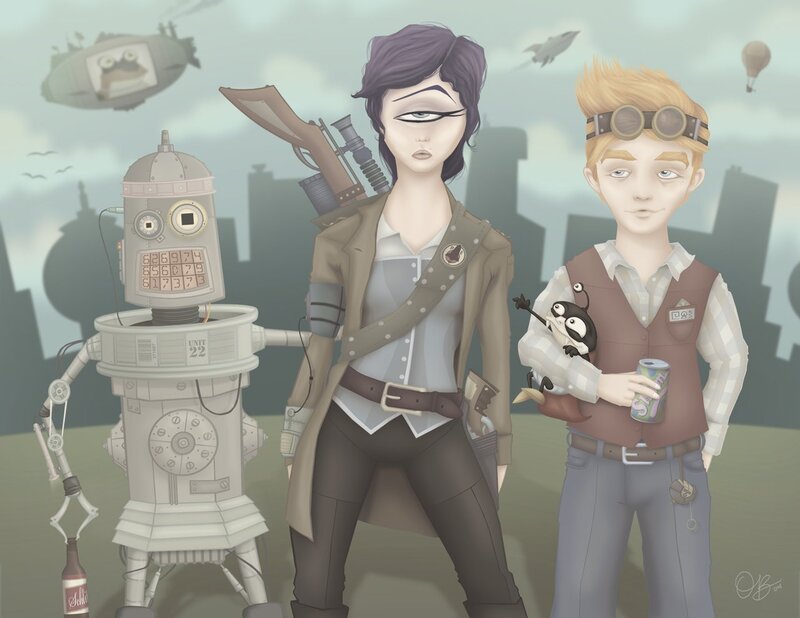 Steampunk adventure trio