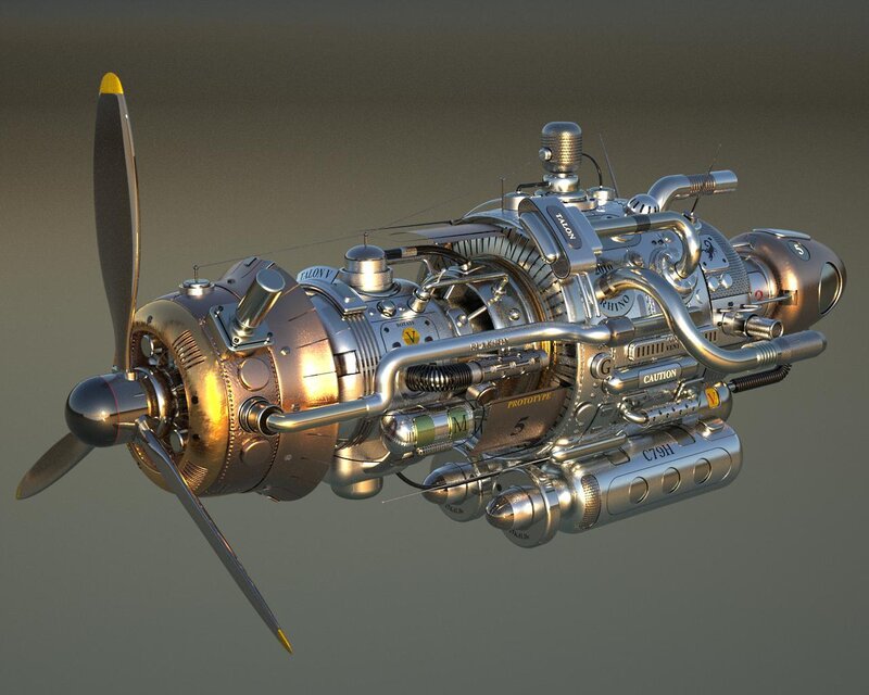 steampunk aircraft engine