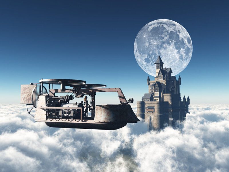 Steampunk Airship — Blue