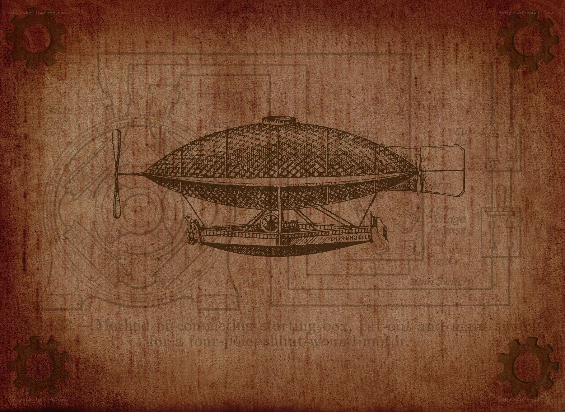 Steampunk airship blueprint