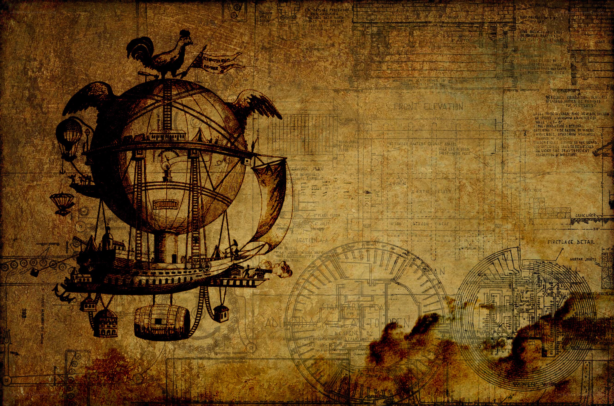 steampunk airship blueprint