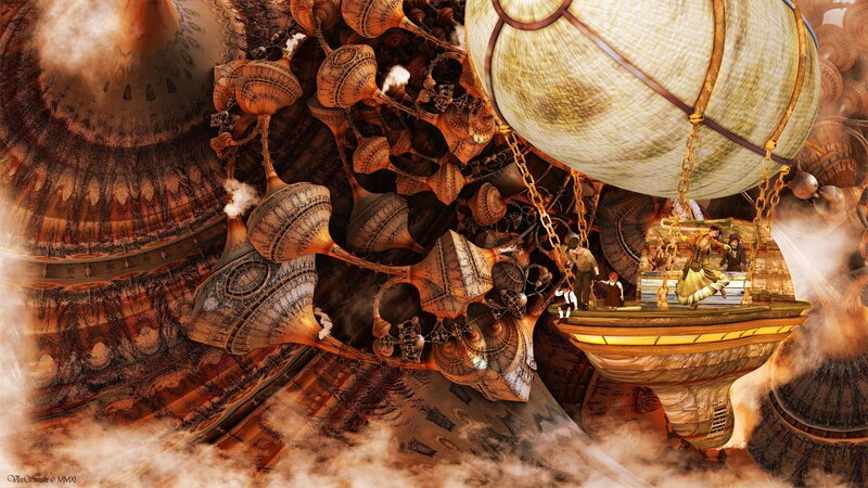 Steampunk Airship — Brown, Dramatic, Digital Art