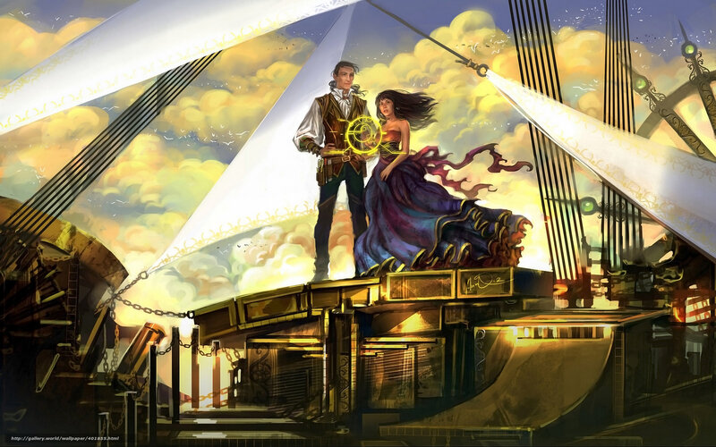 steampunk airship couple