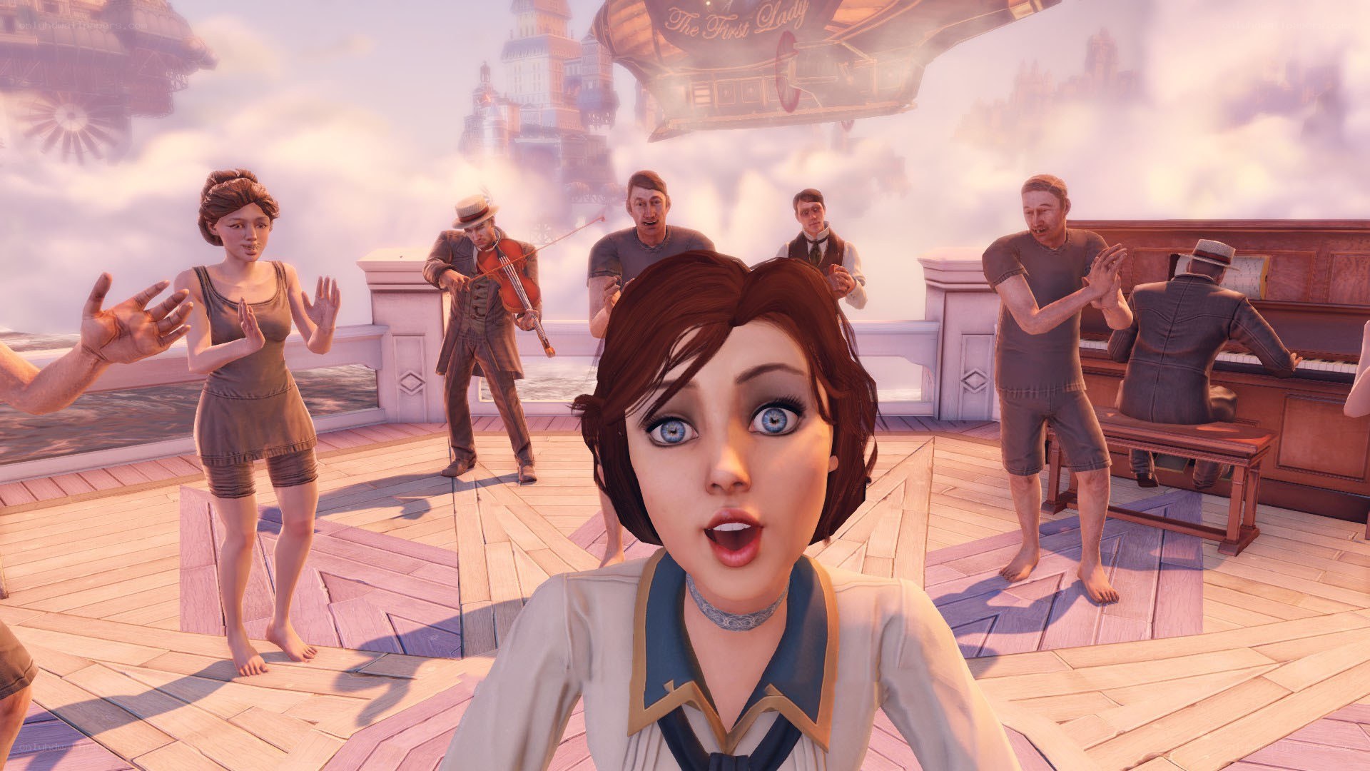 steampunk airship deck party