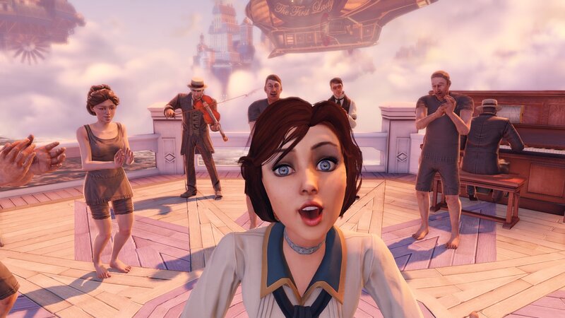 steampunk airship deck scene