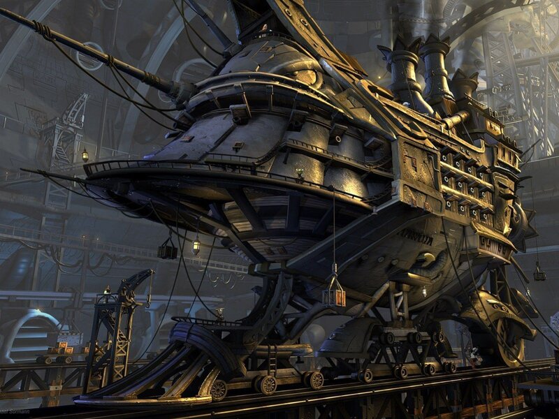Steampunk Airship — Gray