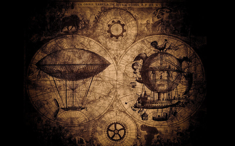 steampunk airship illustration