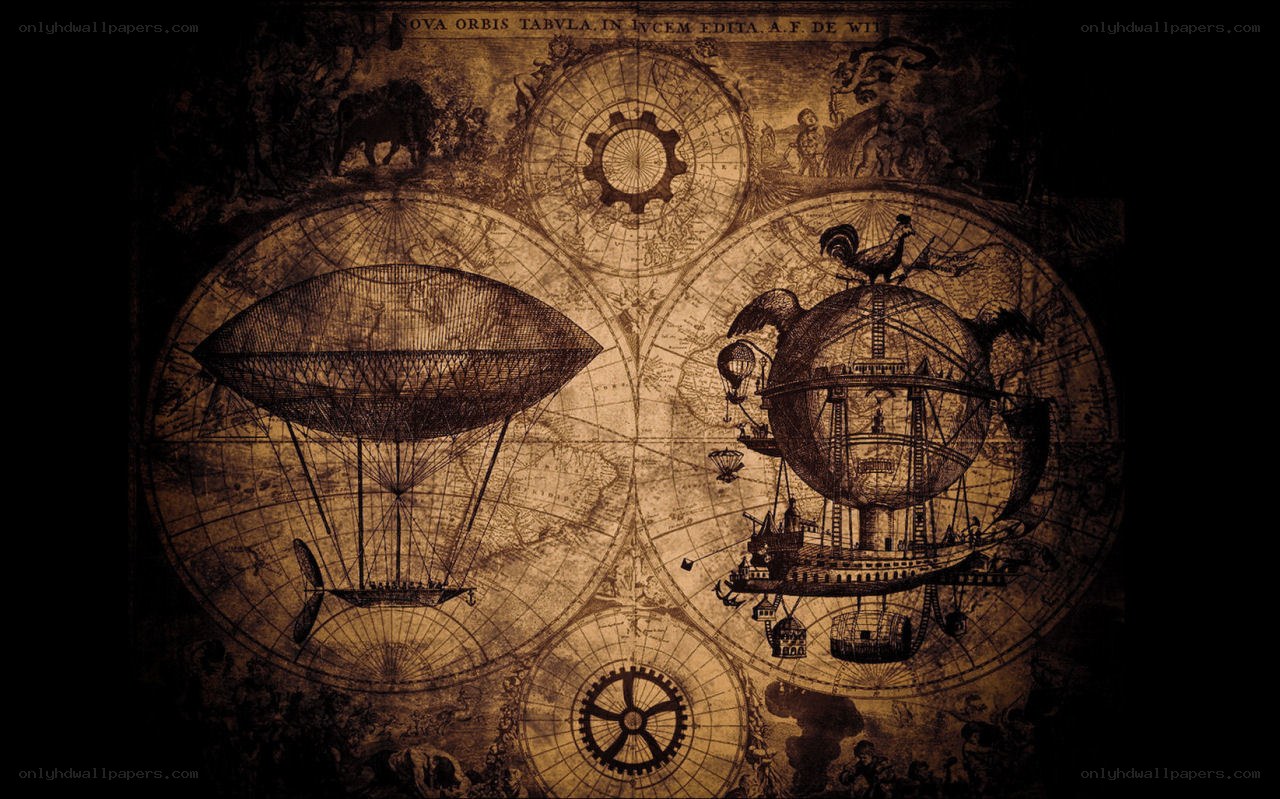 steampunk airship illustration