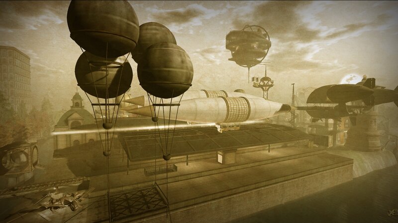 steampunk airship port