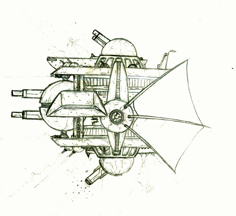 steampunk airship sketch