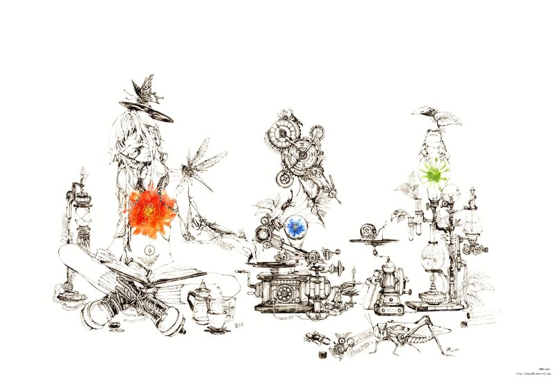 steampunk alchemist with creatures