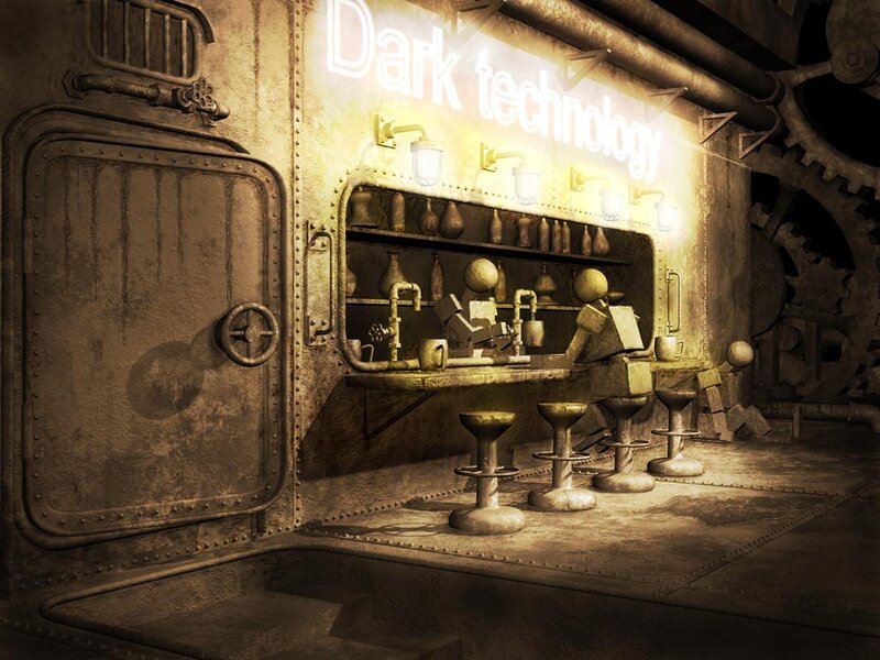 Steampunk bar interior