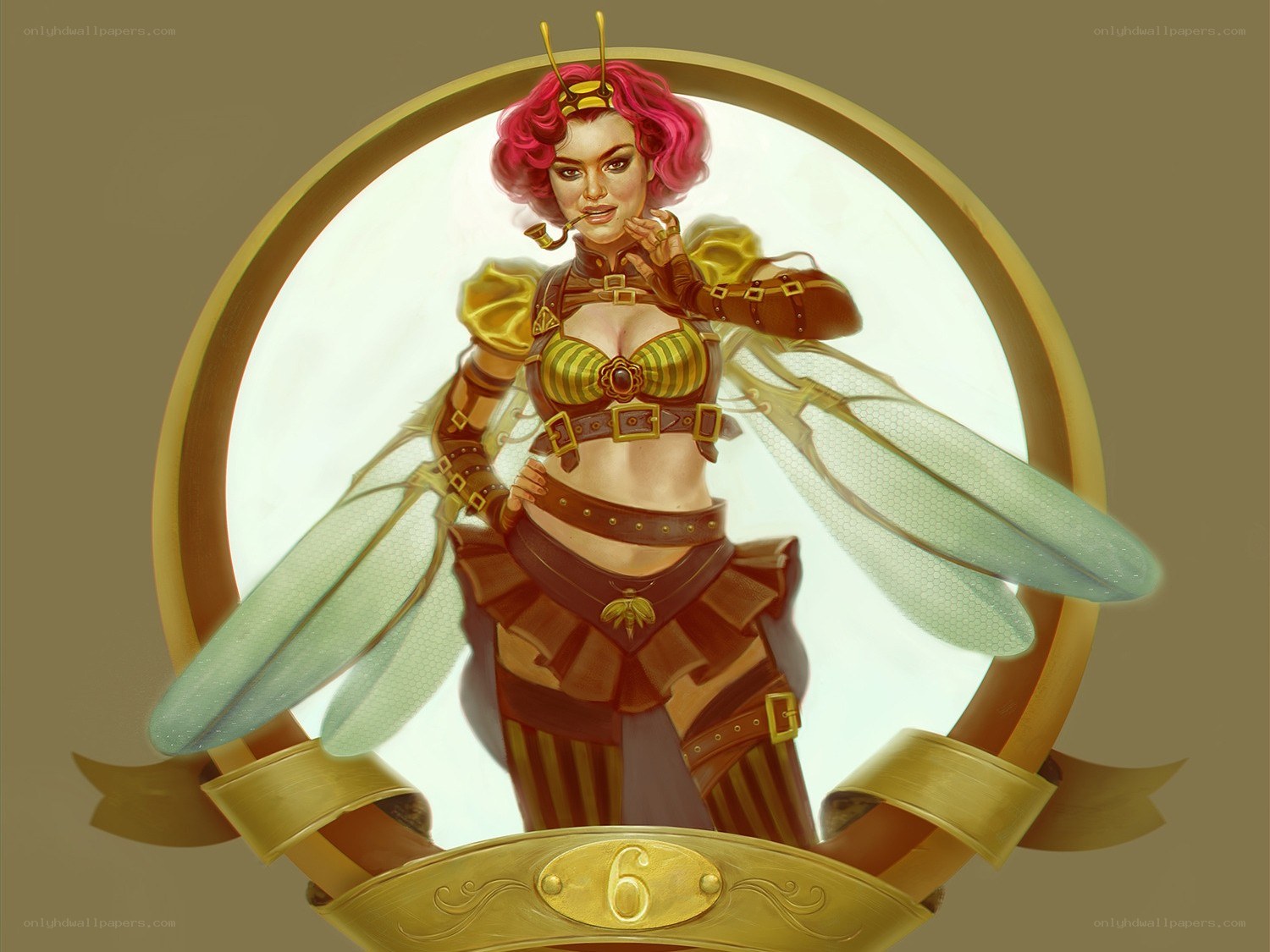 Steampunk bee woman portrait