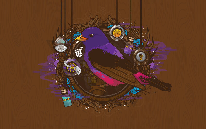 steampunk bird illustration
