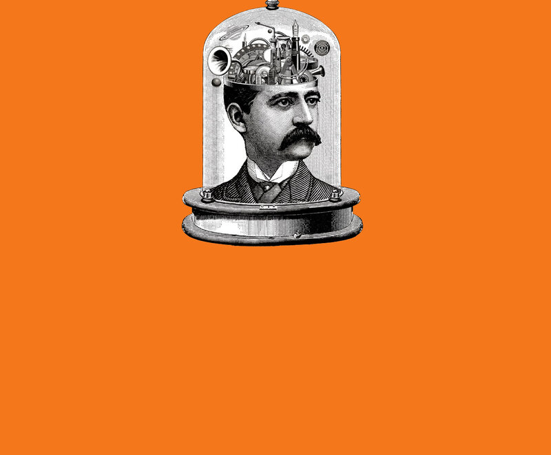 steampunk brain in a jar