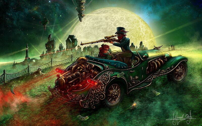 Steampunk Car Chase — Green