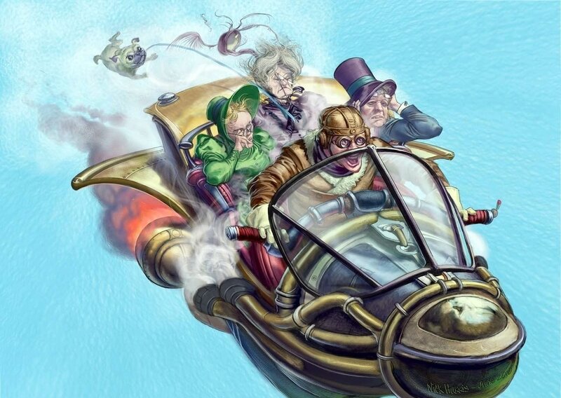Steampunk car chase
