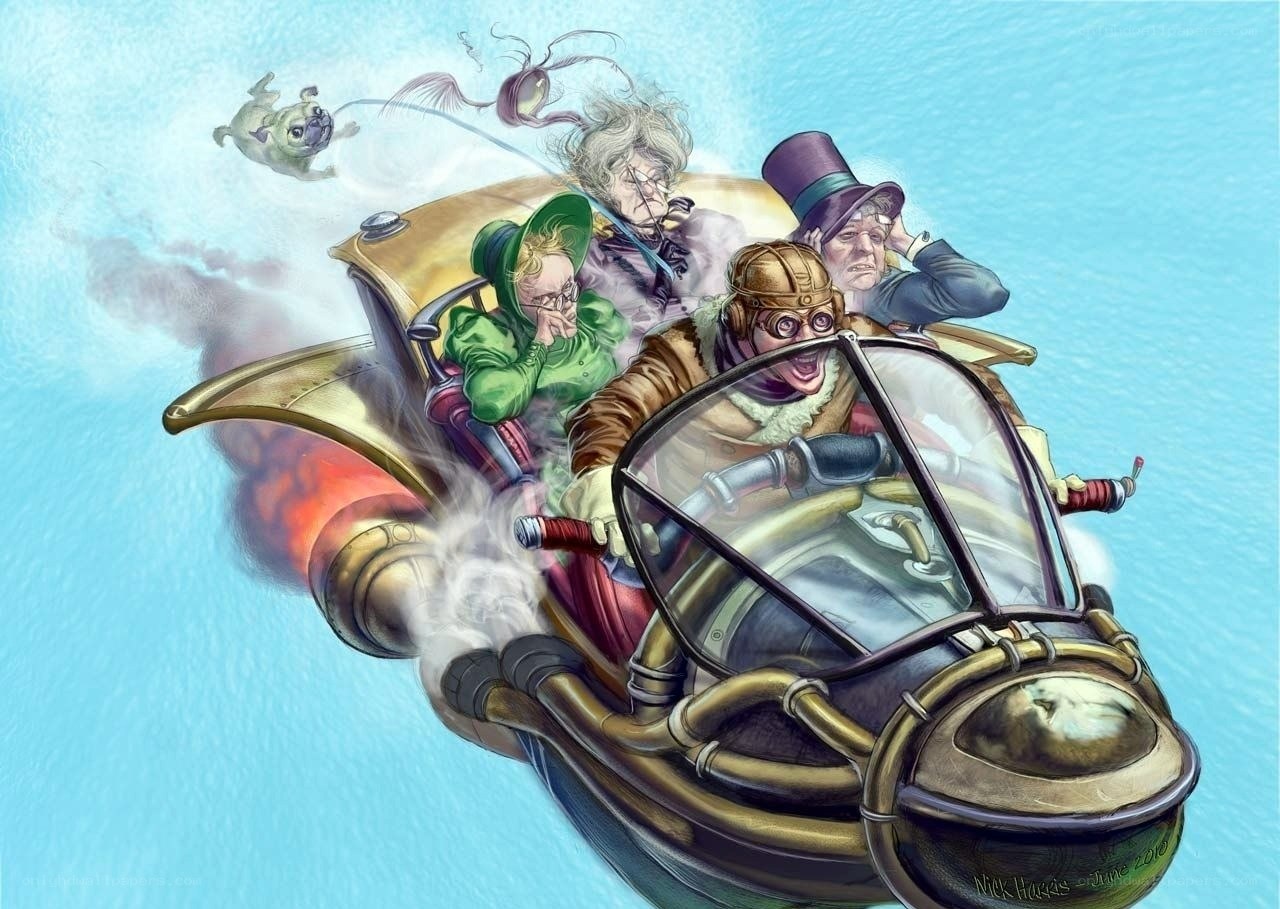 Steampunk car chase