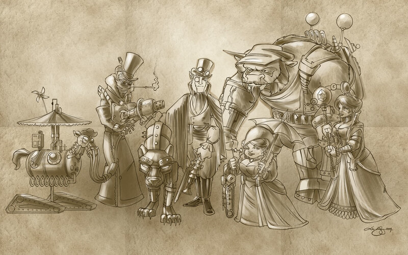 steampunk character ensemble