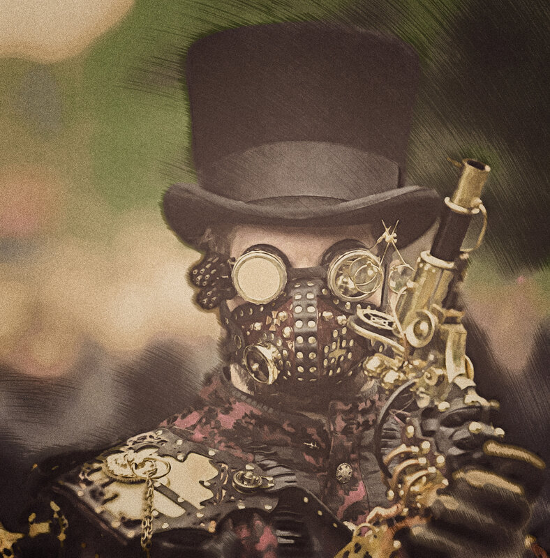 steampunk character with goggles