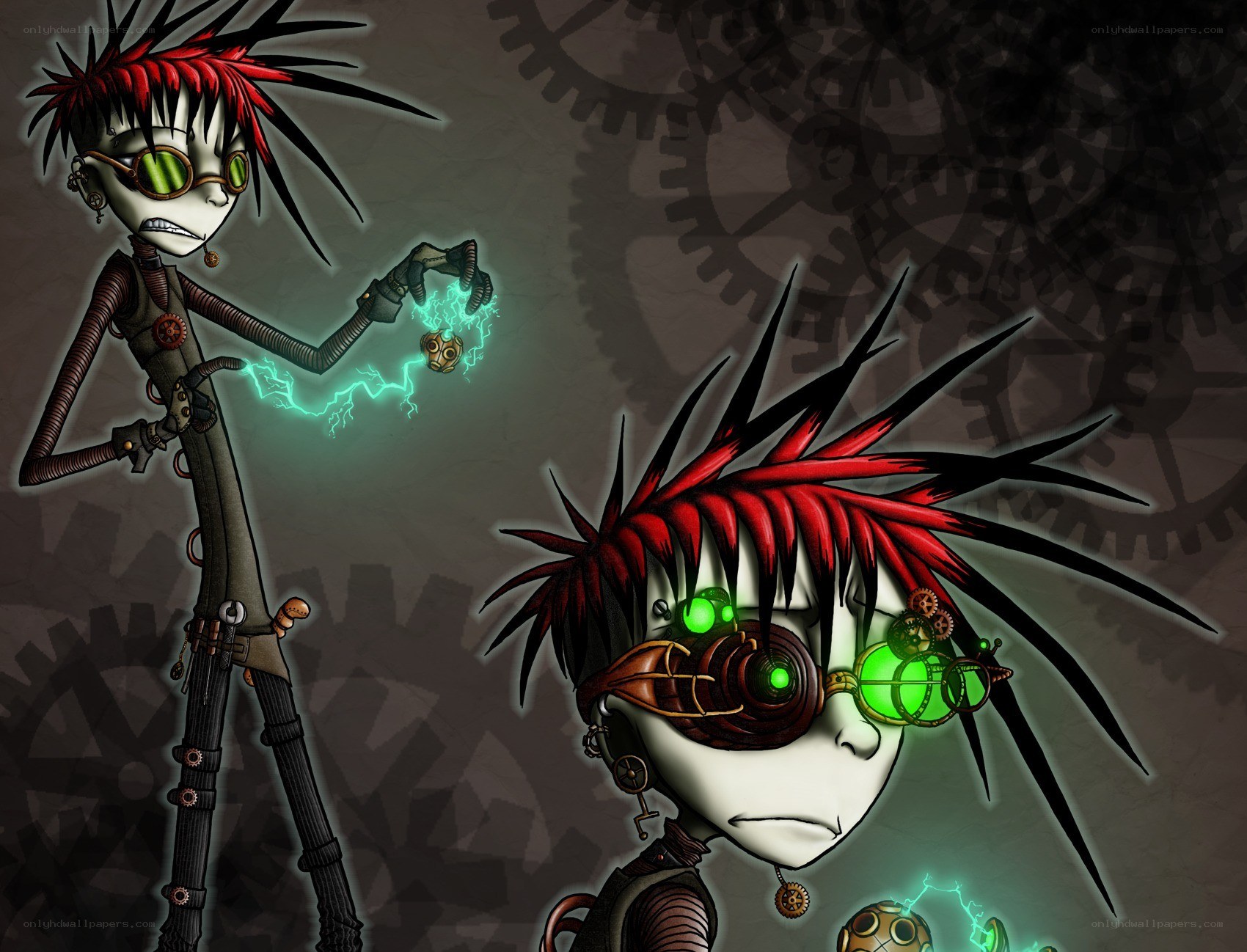 steampunk characters with electricity