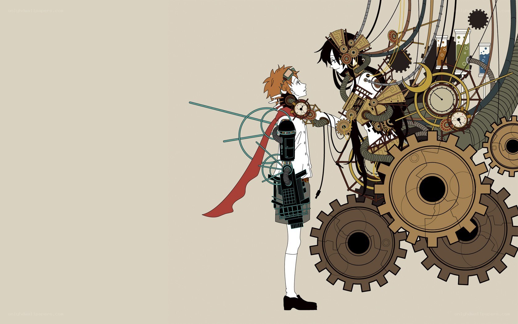 steampunk characters with gears