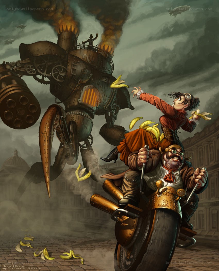 Steampunk chase scene