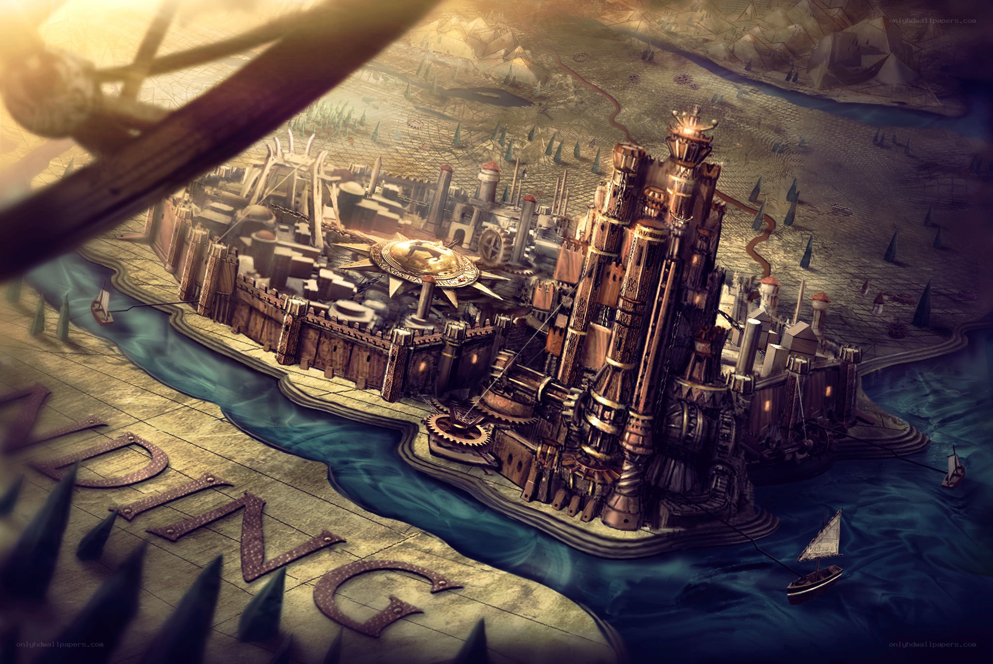steampunk city on a river