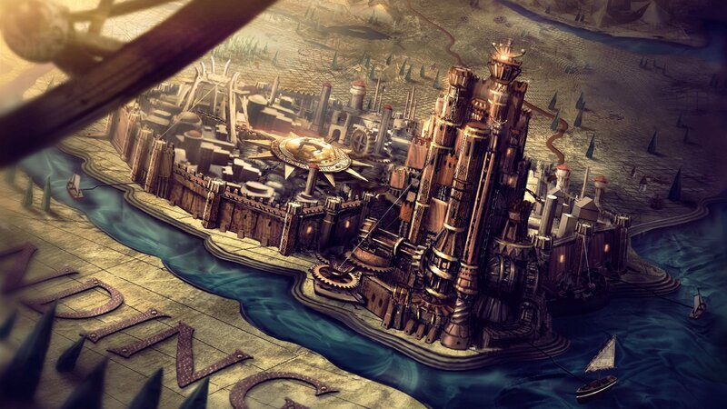 Steampunk City on Island