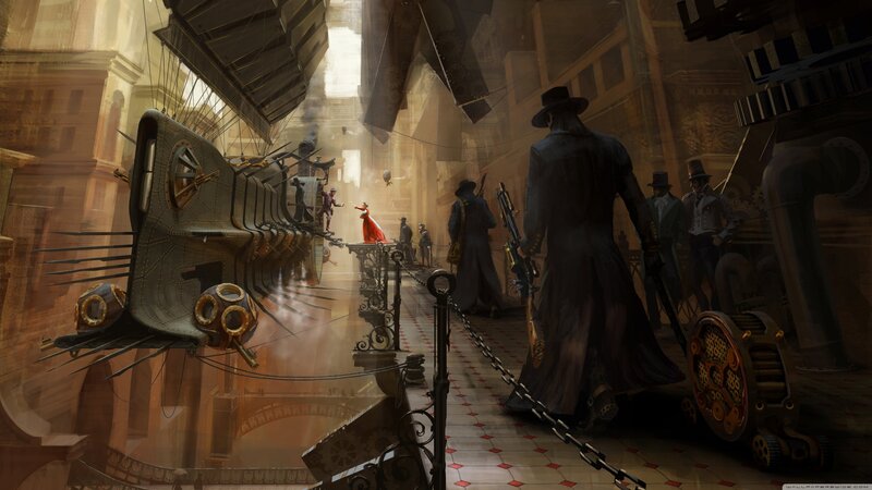 Steampunk City Scene — Brown