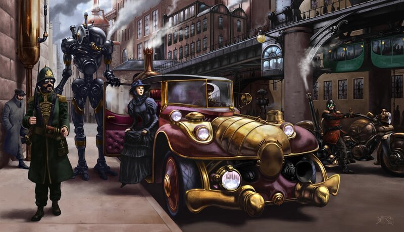 Steampunk City Street — Brown