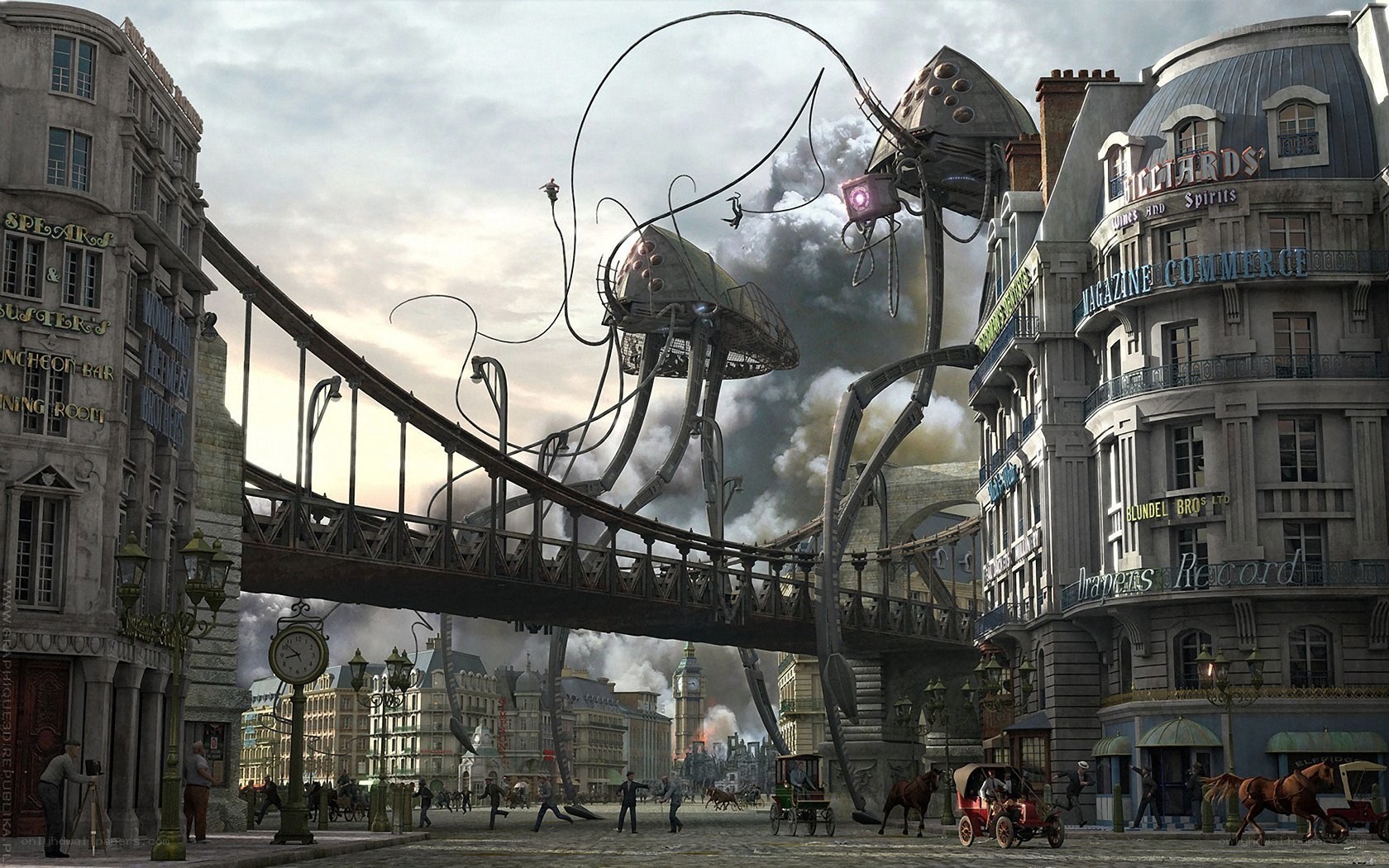 Steampunk city under attack