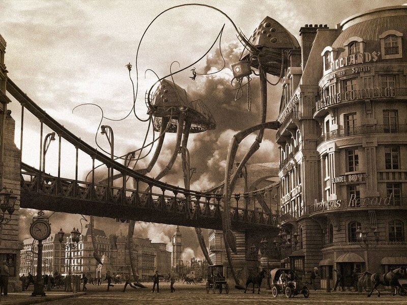 Steampunk city under attack