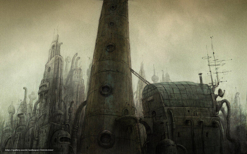 steampunk cityscape artwork