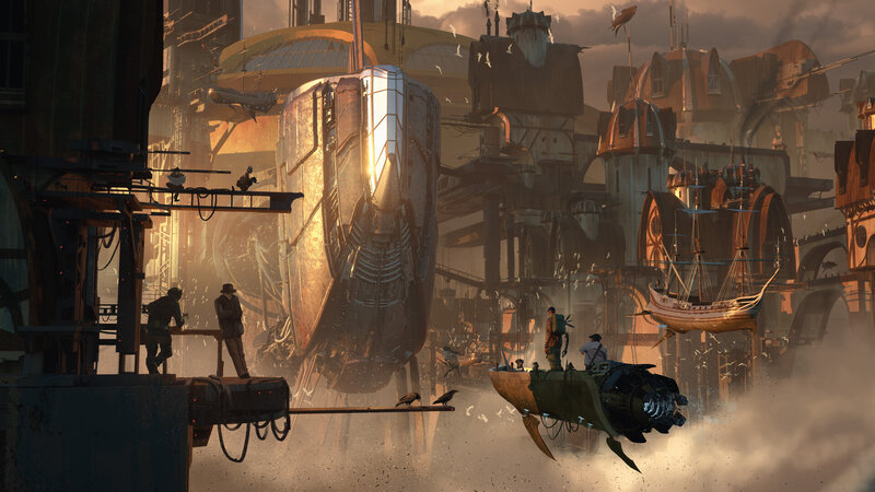 Steampunk Cityscape — Brown, Dramatic, Sunset