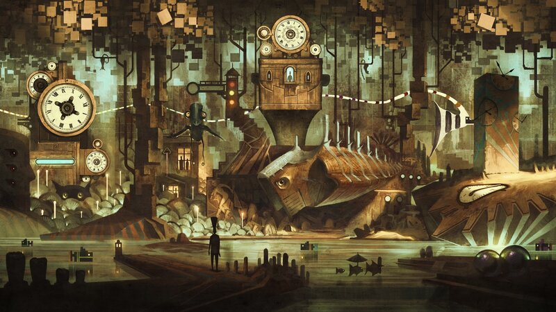 Steampunk Cityscape — Brown, Dramatic